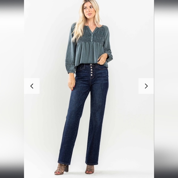 Judy Blue High Rise 5-Button Fly Straight Jeans - Picture 5 of 10